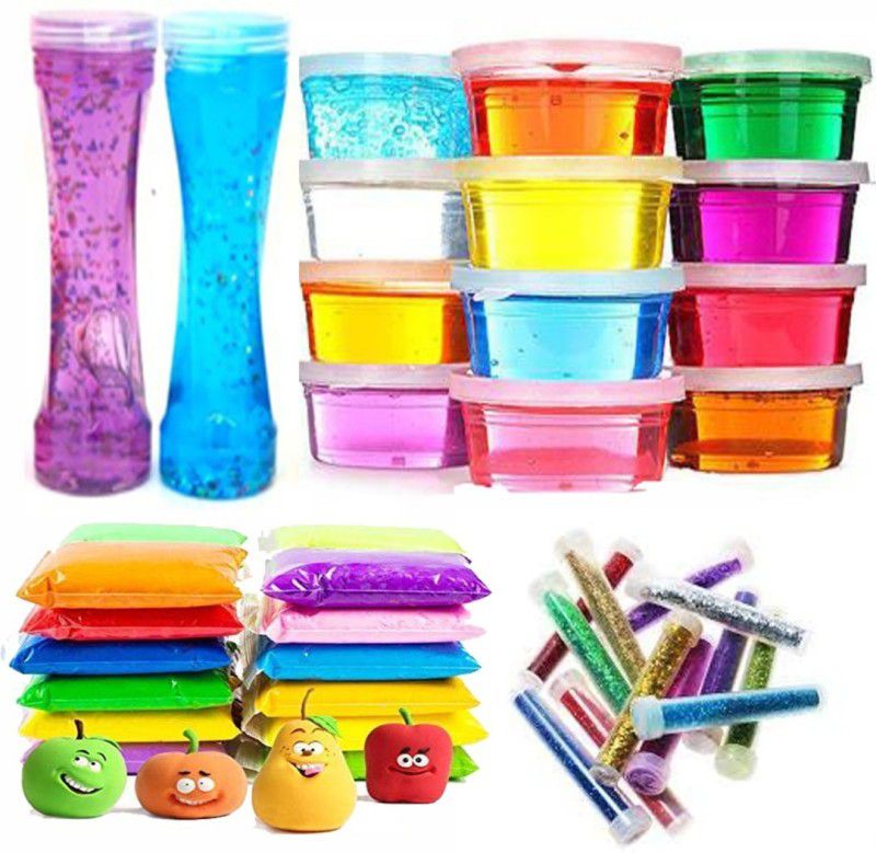 SUPRAMA 12 Bouncing Clay 12 Slime Putty Ultra Soft with 2 long slime with 12 pcs samki Multicolor Putty Toy