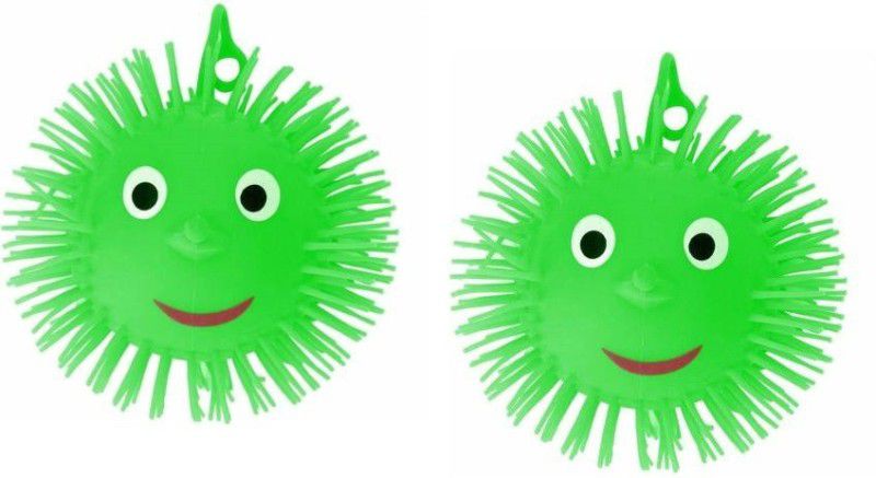 MINTLEAF Pack of 2 Multicolor Smile Face Puffer Ball with Flashing Toy for Children Softball