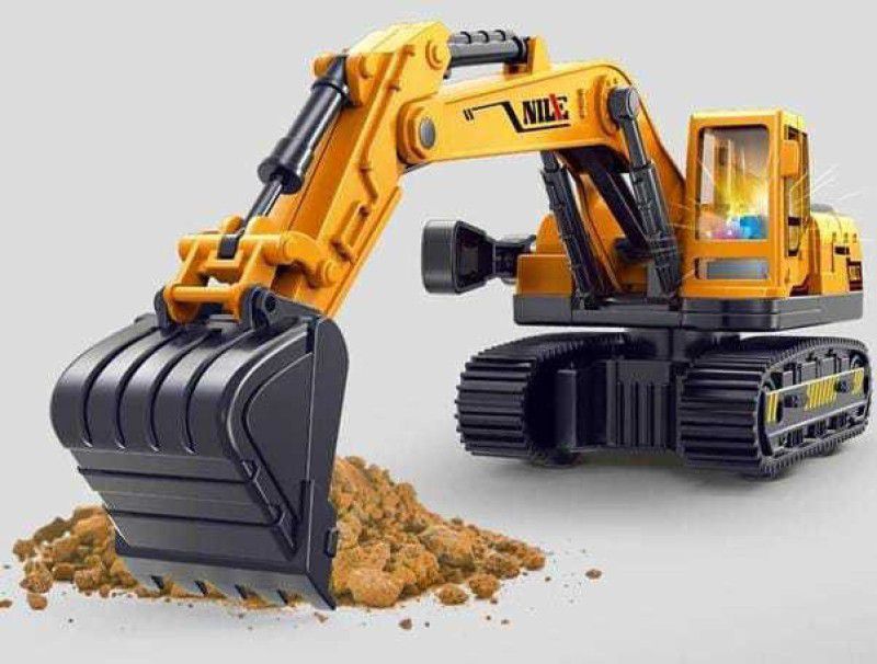 SR Toys Unbreakable Pull Along Back Excavator Construction Truck toys for kids  (Multicolor)