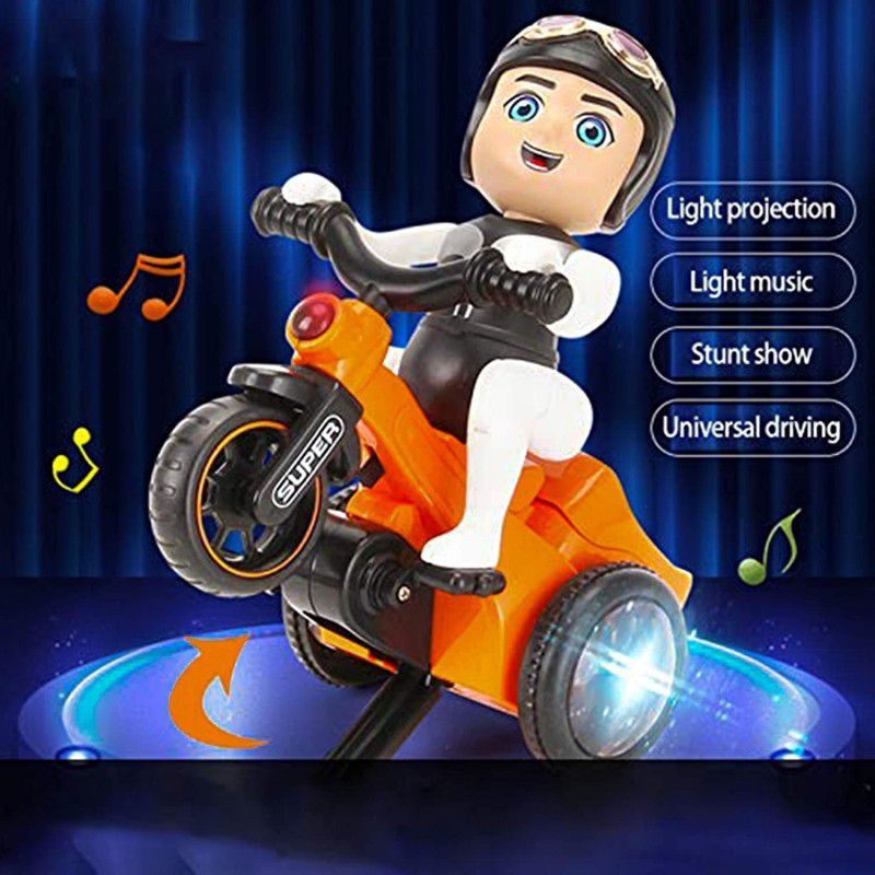 Viradiya's Tricycle Motorcycle, Bump & Go Toy with Flashing Lights Music Sound Automatic Riding 360 Degree Rotation Bicycle 03 Entertainment for Kids Both Boys and Girls, Multicolor  (Multicolor)