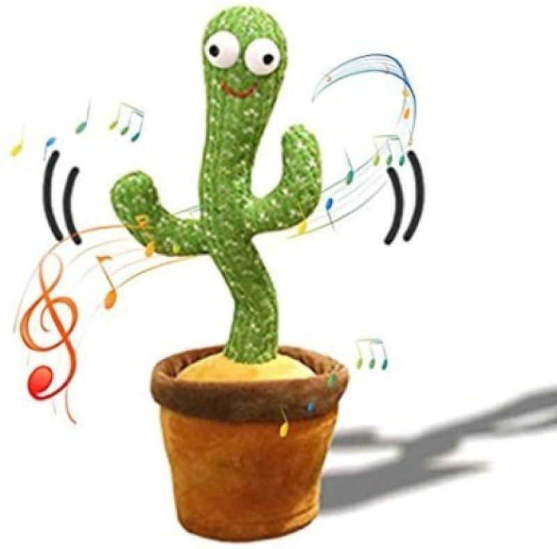FASTFRIEND Dancing Cactus Toy Song SingingTalkingRecord & Repeating What You say Electric  (Green)