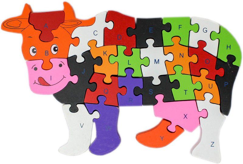 Shoppernation Alphabet and Number Wooden Jigsaw Puzzle - Cow (1TNG277)  (25 Pieces)
