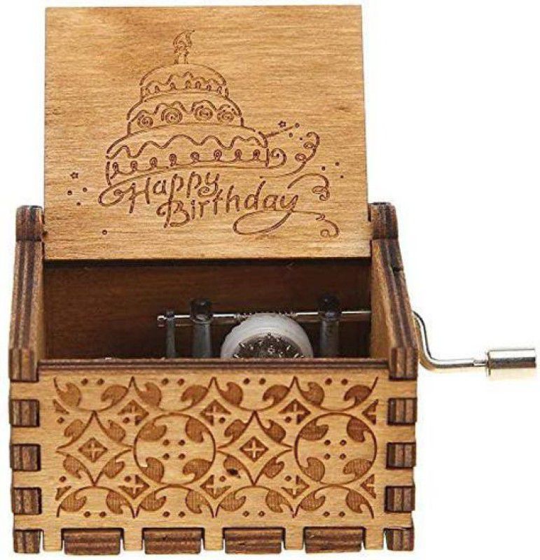 EITHEO Handcrafted Wooden Music Box Happy Birthday  (Beige)