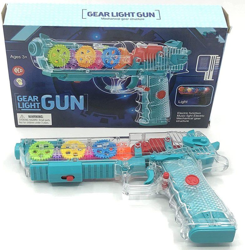 KTRS MUSICAL SUPER POWER CONCEPT TRANSPARENT COMBAT TOY GUN FOR KIDS. | WITH COLORFUL LIGHT EFFECTS AND MUSIC. | POWERFUL VIBRATION SYSTEM. | VERY UNIQUE DESIGN & COMPACT SIZE. (MULTICOLOR)  (Multicolor)