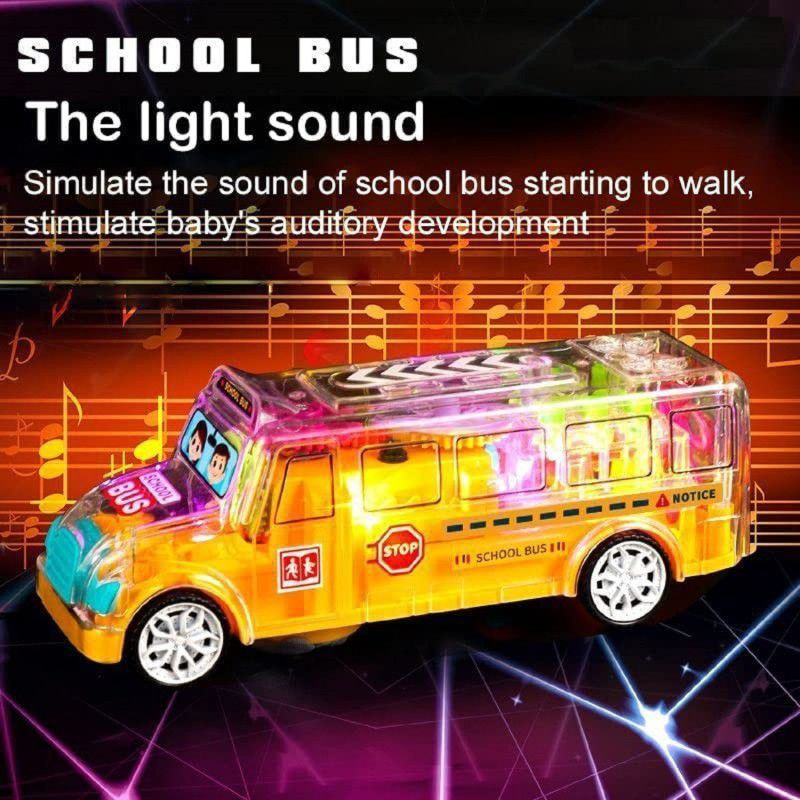 Skstore School Bus Vehicle 3D Light and Sound 360 Degree Rotation Gear Simulatio  (Multicolor)