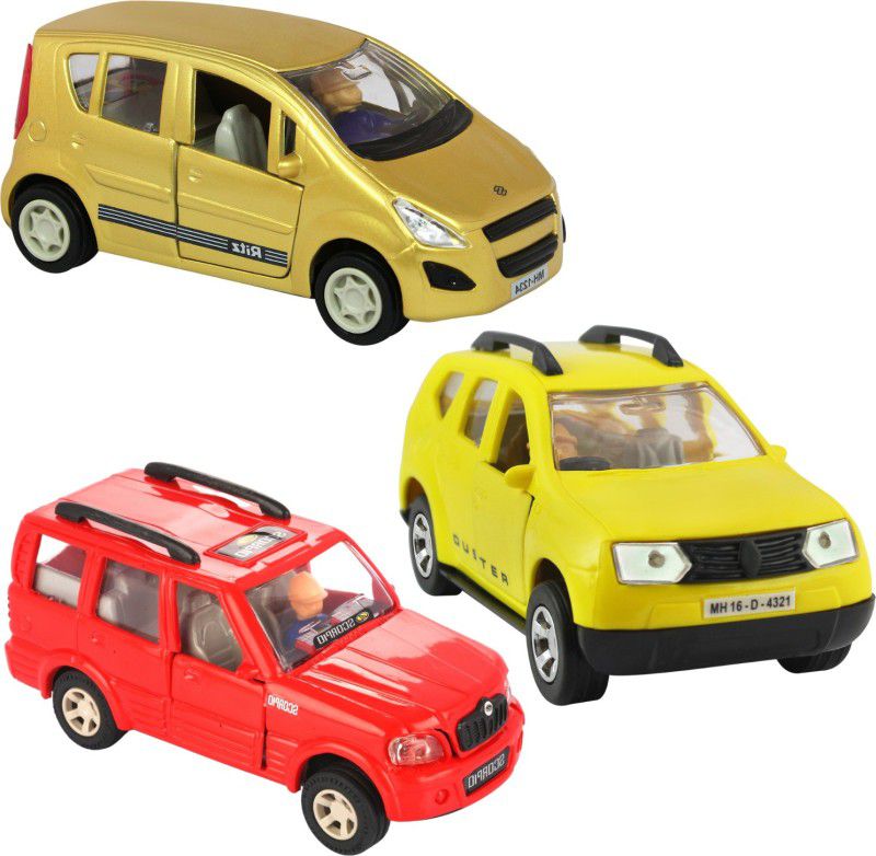 DEALbindaas Combo of Scorpio, Duster & Ritz Car Pull Back Die-Cast Door Opening Model Toy  (Multicolor, Pack of: 3)