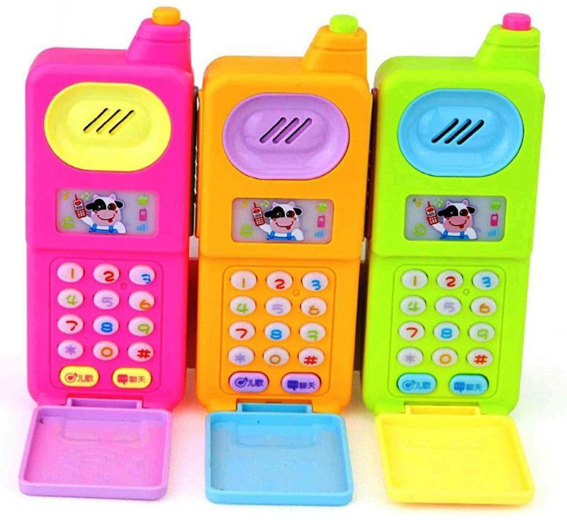 LITTLEMORE Musical Mobile Phone for Kids, Cartoon Mobile with Light & Sound Toys for Babies | Educational Toys for Kids 3+ Years/Boys/Girls-1 Unit (Random Color) Visit the FunBlast Store  (Multicolor)