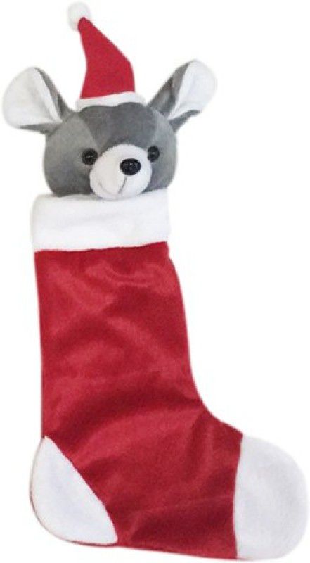 My Baby Excels Grey Mouse Plush X'mas Stocking - 35 cm  (Multicolor)