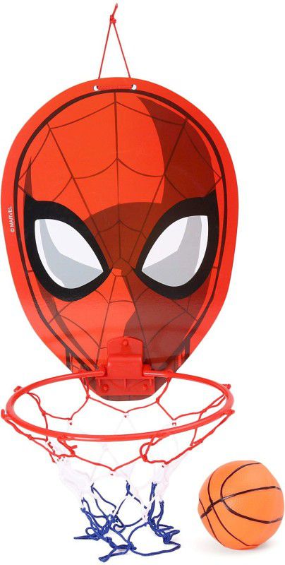 HALO NATION Spider Face Mount and Play Basket Ball kit for Kids Playing Indoor Outdoor Wall Hanging Basketball Net Board Sports Toy Game for Kids Mount Basket ball (Mini Basketball Included) Iron Spider Superhero Face Basketball Basketball