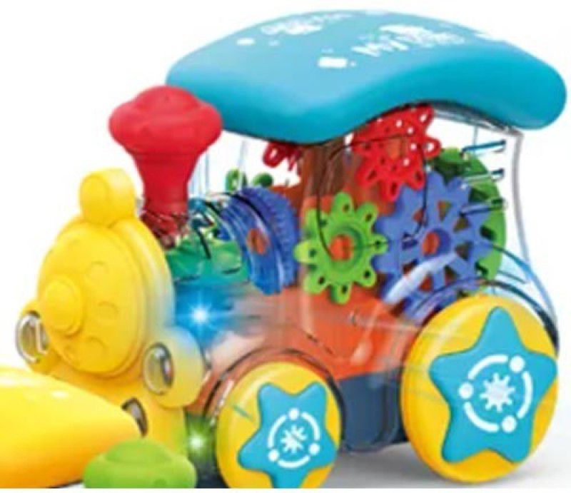 Toyvala 3D Transparent Musical Train Engine Bump-N-Go Toy for Kids  (Multicolor)