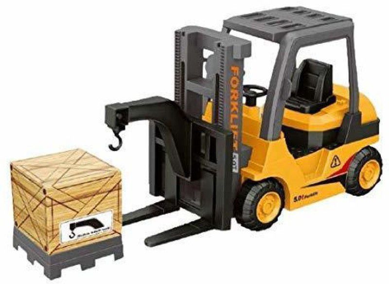 JVTS forklift toy Friction Powered Forklift 5.0T Truck Toy Smart City Fork Lift Truck Toy with JCB Truck Light & Sound Effects with Manual Lift Control - Yellow  (Multicolor)