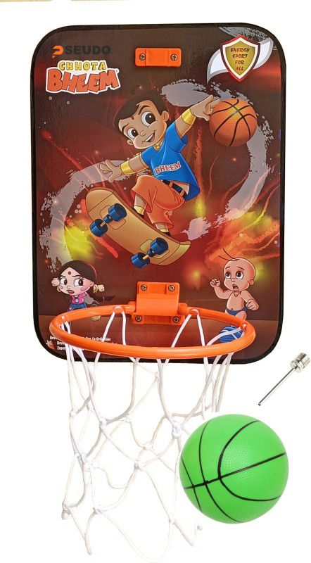 Pseudo PSEUDO Basket Ball kit for Kids Playing Indoor Outdoor Basket Ball Hanging Board with Rubber Ball Sports (Ball May Vary) ( 100% Made in India) (RECIEVERD Any One Pattern) Basketball