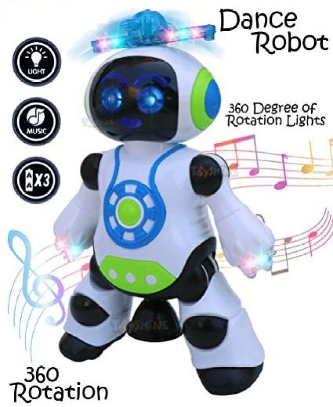 Toyvala Dancing Robot With Music, 3D Flashing Lights,360° Rotation Toy Robot For Kids-A  (Multicolor)