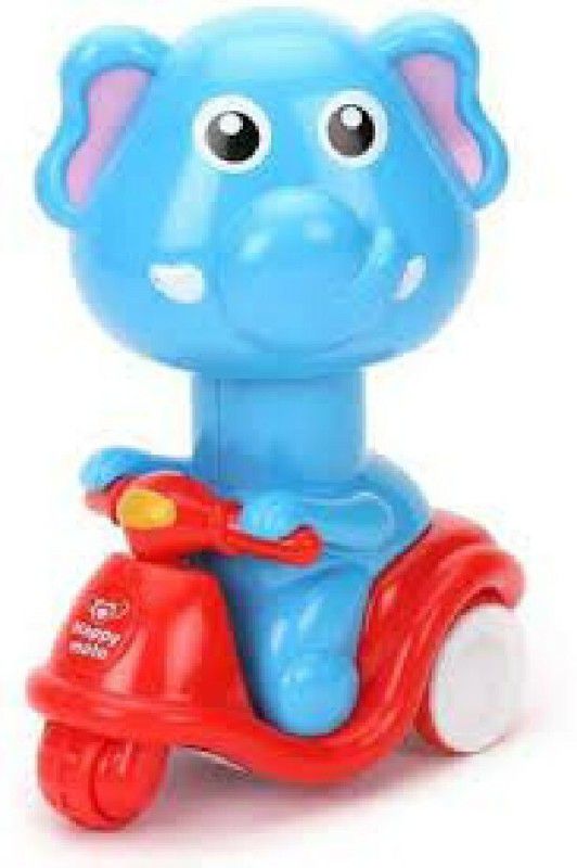 Gedlly Push head & down see wheels spin elephant motorcycle toy for kids E32  (Multicolor)