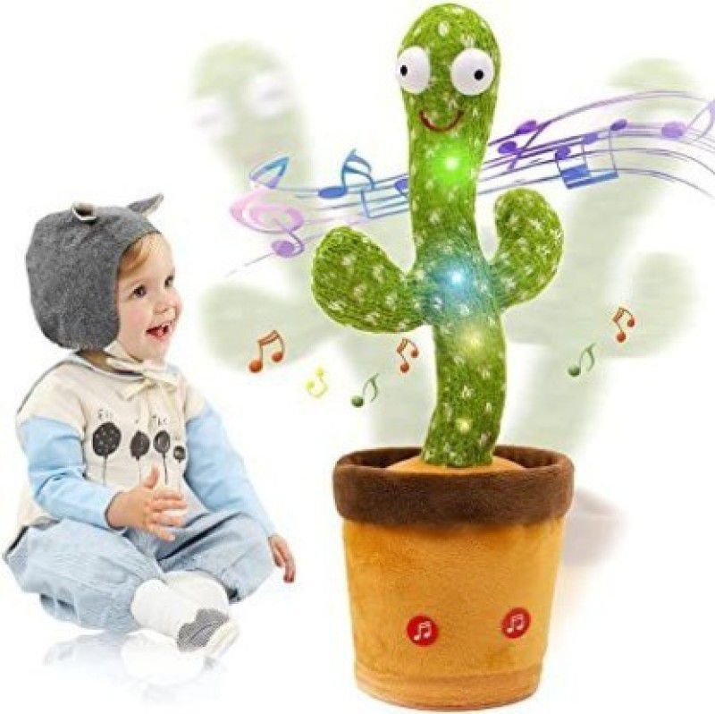 FASTFRIEND Dancing Cactus Talking Plush Toy with Singing & Recording Function (Green)  (Green)