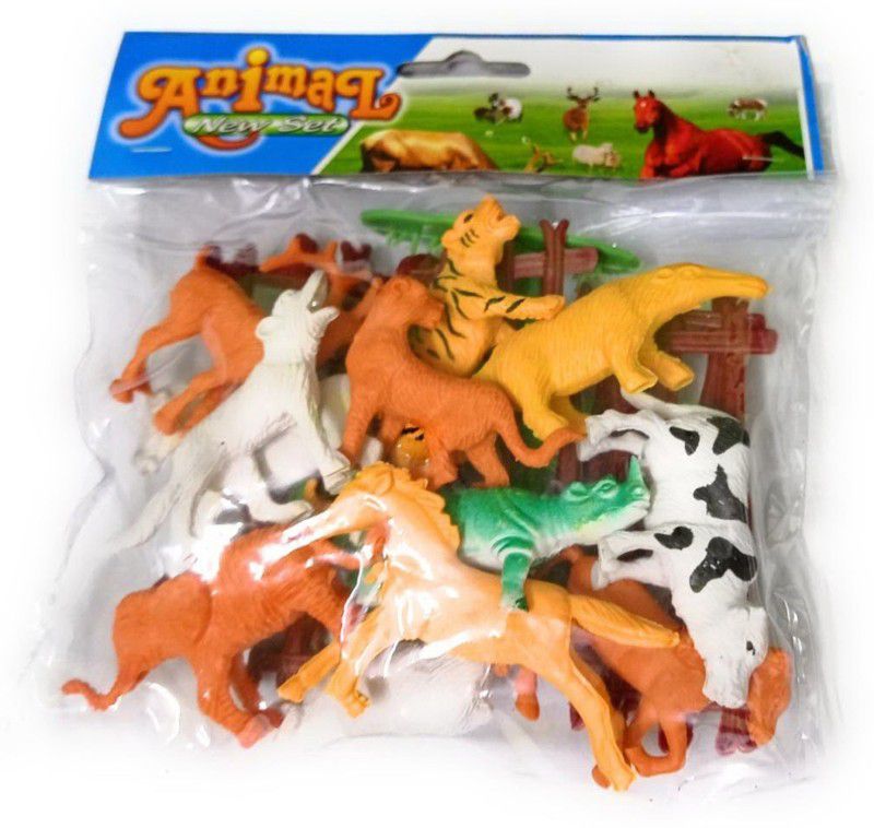 giftsrus Animals Set of 12 Zoo Wild Animals Figure Toy Set-Medium Size