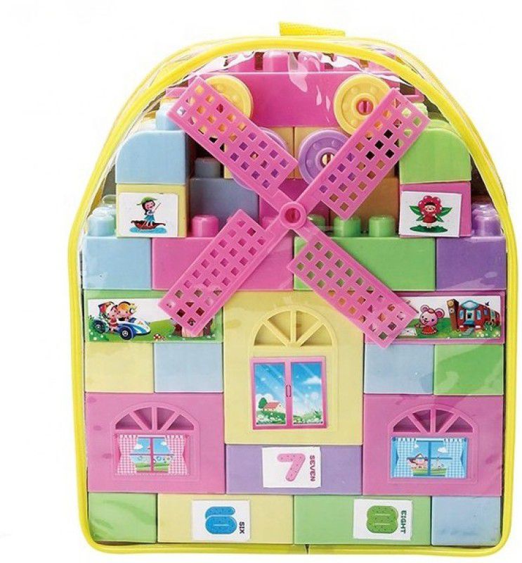 JVTS learning happy blocks set with numbers,stickers and carry bag
