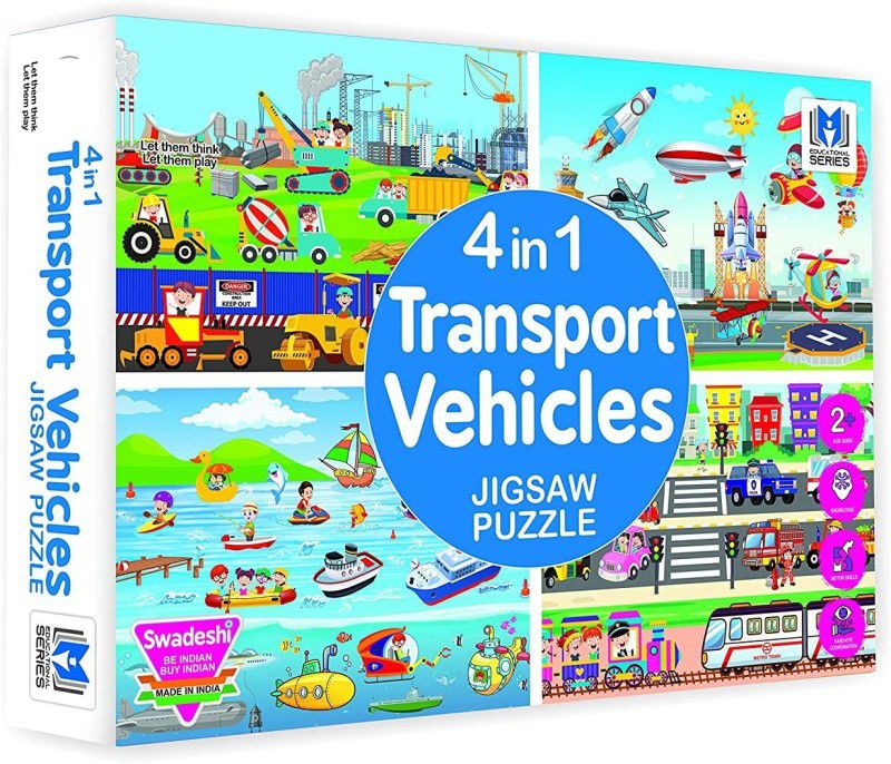 ARNIYAVALA 4 in 1 Transport Vehicles Jigsaw Puzzle for Kids. 4 Puzzles 35 Pieces Each.  (140 Pieces)