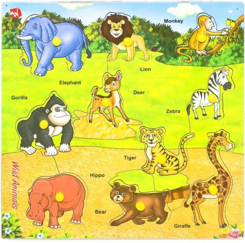 Toyvala Wild Animal Wooden Jigsaw Puzzle Board  (10 Pieces)