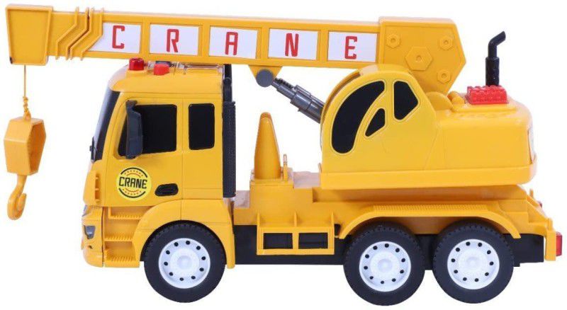 Fronted Unbreakable Friction Construction Crane Truck Toy Pull Back Light &Sound Vehicle  (Multicolor, Pack of: 1)
