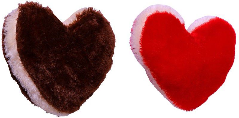 Styler Lovely Heart Soft Coffe And Red Color Pack Of 2 - 30 cm  (Multicolor)