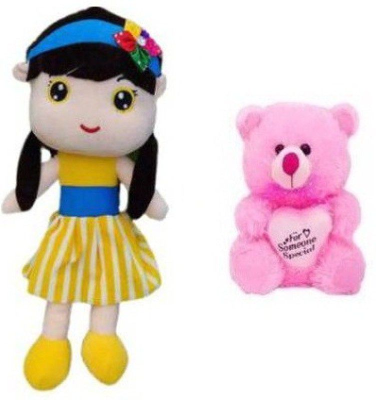 MAURYA Beautiful Sofia Doll and Teddy bear combo Soft Toy for kids/Girls/BIRTHDAY GIFT - 35 mm  (Multicolor)