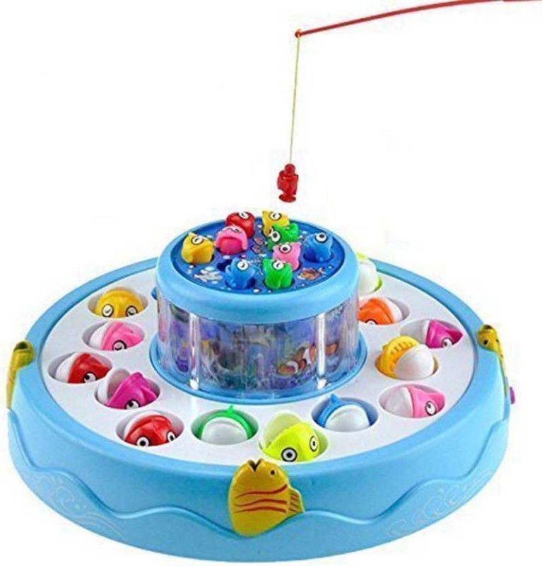 Shopjamke Fishing Electric Rotating Magnetic Fish Catching Game With Musical Lights (Multicolor)  (Multicolor)