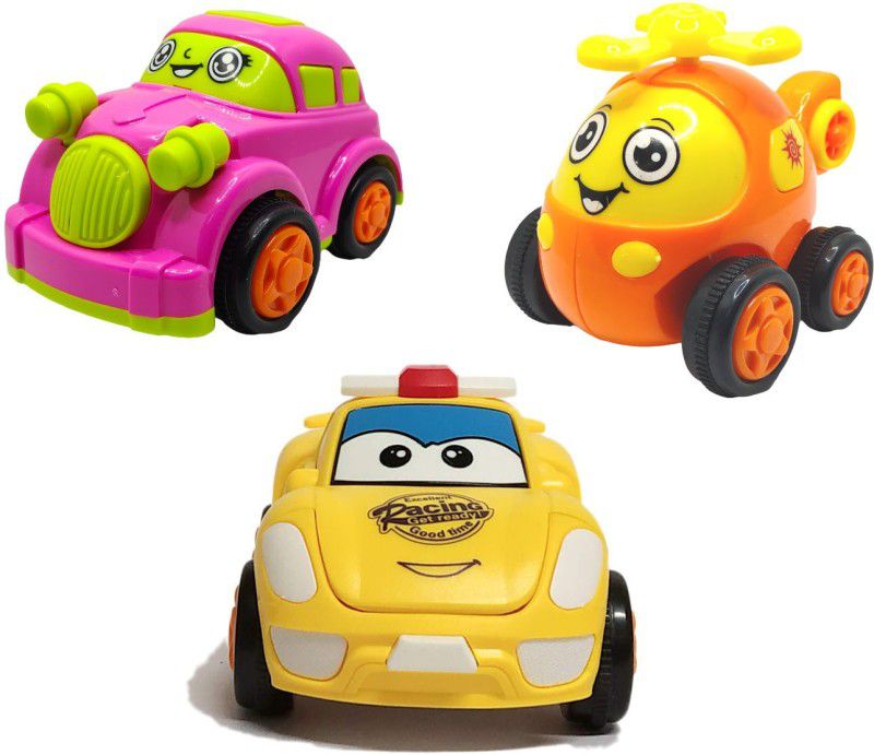 Jo Baby Unbreakable Friction Powered Toy Set of Car, Helicopter & Robot Car For Kids  (Multicolor, Pack of: 3)