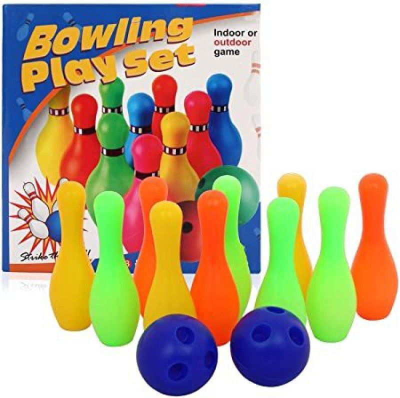 Kmc kidoz Bowling Handmade Toys Set (2 Years+) Indoor Games & Outdoor Fun Learning Toy Bowling