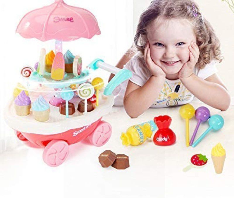 Kandle Mini Sweet Cart Pretend Play Ice Cream Sweet Shop Toys Set