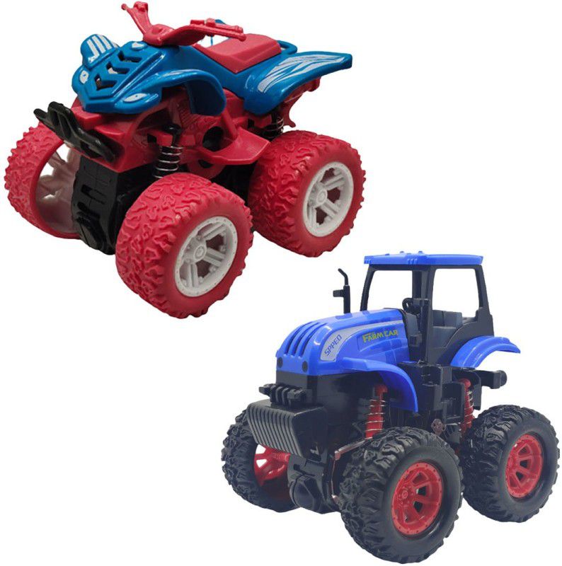 Vaniha Unbreakable Four-Wheel Drive Friction Powered Diecast Toy Set-A138  (Multicolor, Pack of: 2)