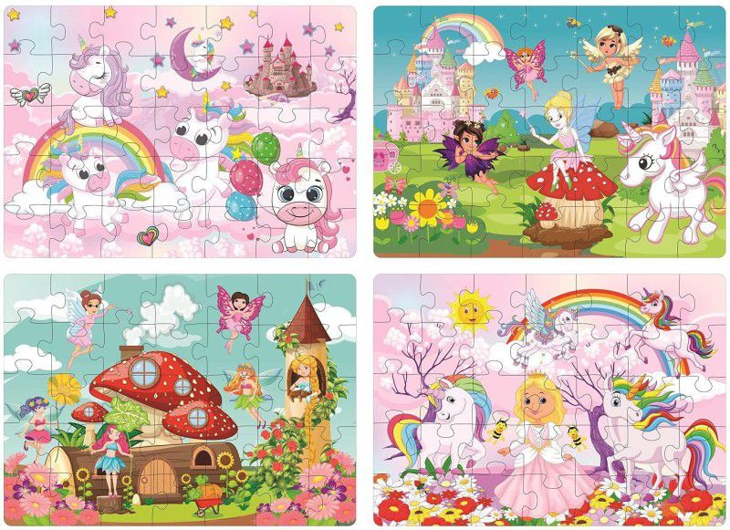 yes toys Roll over image to zoom in 4 in 1 Unicorn Kingdom Jigsaw Puzzle for Kids|A Perfect Jigsaw Puzzle for Little Hands|4 * 35 Pieces Jigsaw Puzzle  (20 Pieces)