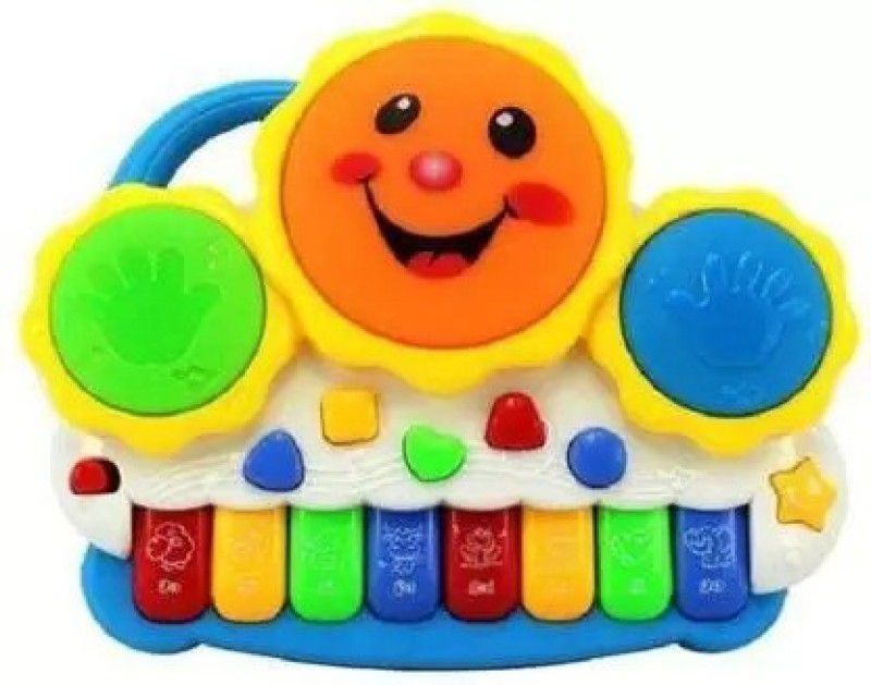 migwow Drum Keyboard Musical Toy with Flashing Lights Animal Sounds and Songs  (Multicolor)