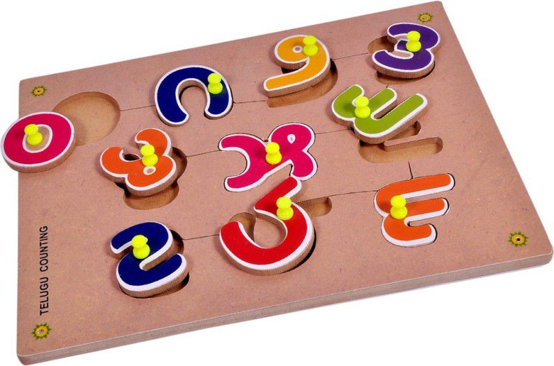Haulsale Perceive Learning Pinewood Wooden Puzzle TELUGU Counting Learning Educational Easy To Learn Jigsaw Learning Puzzle Board  (10 Pieces)