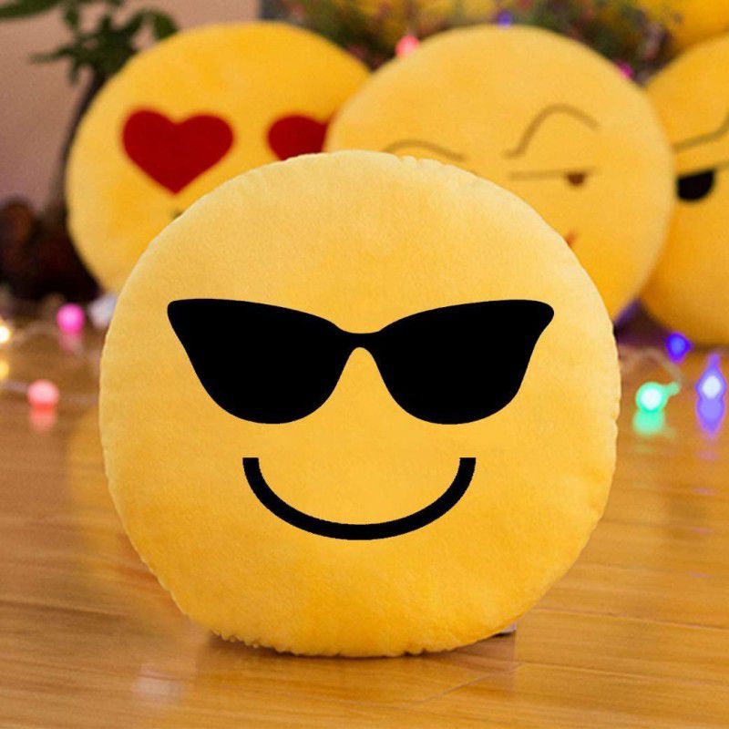 Liquortees Sunglass Emoji Pillow Soft toy for girls - 28 cm  (Yellow)