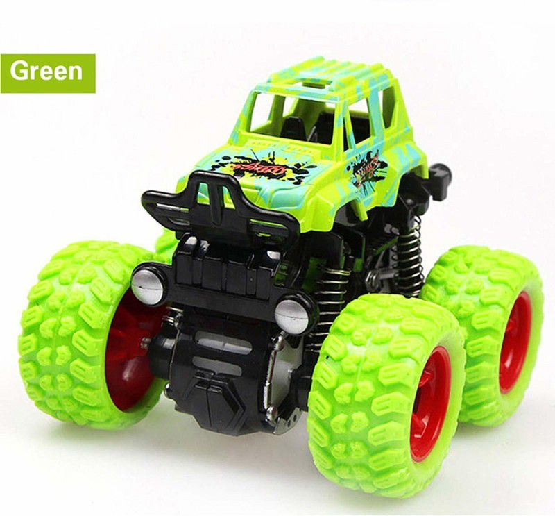 HappyBive Push and Go Monster Trucks with Big Rubber Tires (Pack of 1, Green)  (Green, Pack of: 1)