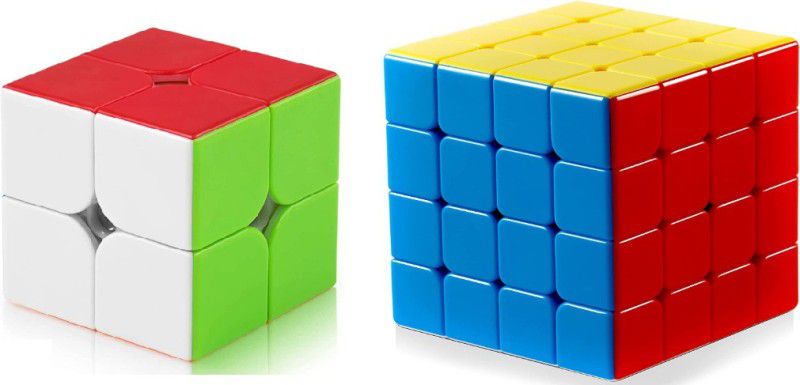 bhauvik Combo of 2x2 and 4x4 high Speed sticker less Puzzle Cube (Multicolor)  (2 Pieces)