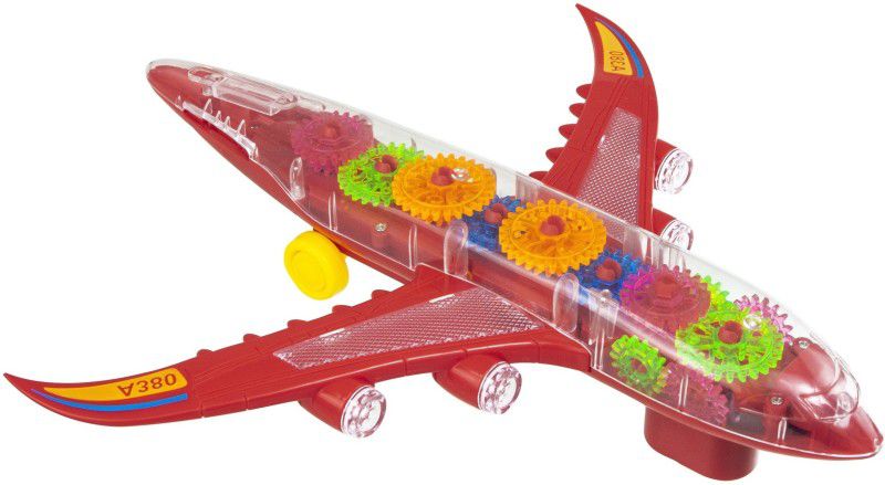 ToySurf ®Transparent Simulation Model Gear Aeroplane Toy With Music & Light (Age 3+)  (Multicolor)