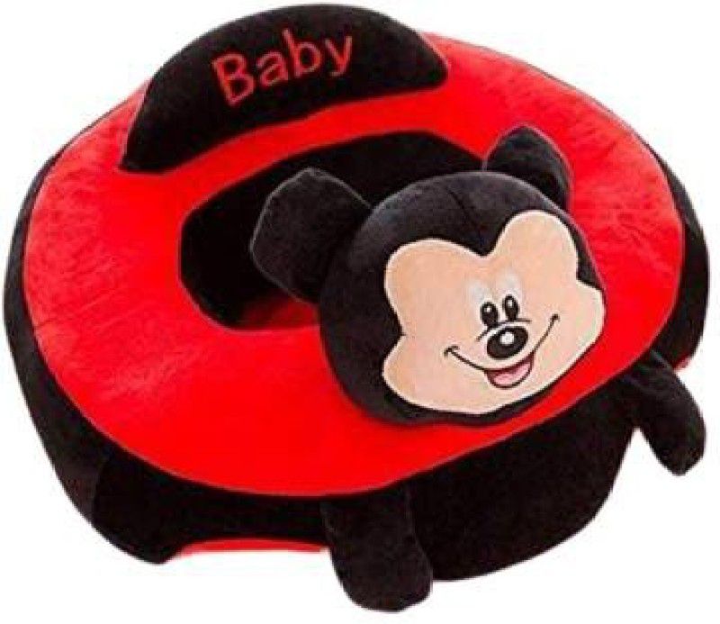 True Basket soft toys baby soft plush cushion cotton sofa seat (Black and Red) - 40 cm  (Black & Red)
