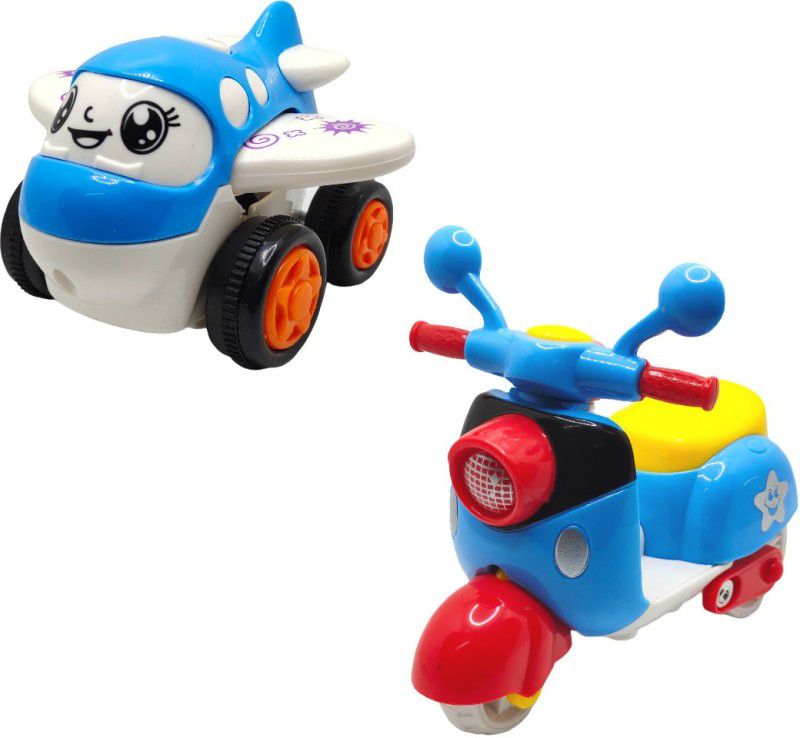 Jo Baby Unbreakable Friction Powered Toy Set of Plane & Scooter For Kids – Pack of 2  (Multicolor, Pack of: 2)