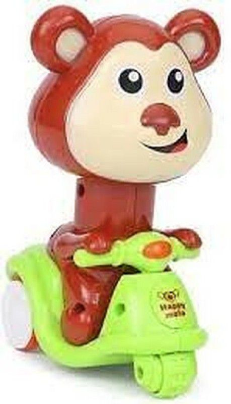 Gedlly MOTO Push head & down see wheels spin monkey motorcycle toy for kids M40  (Multicolor)