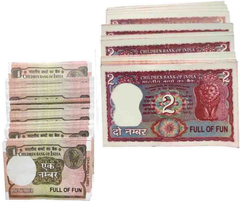 VK MART 1Rs, 2 Rs / (Pack of 200) Fake Notes Gag Toy
