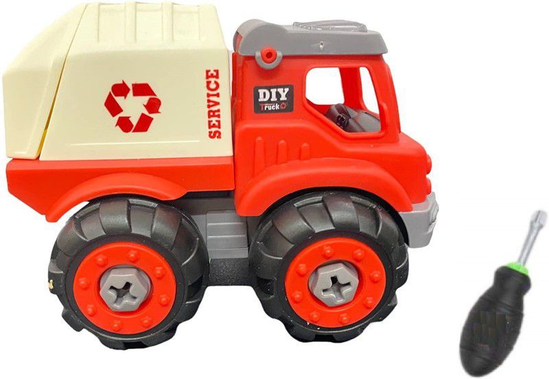 IndusBay 16 Pcs , DIY Take A Part Assembly Fire Rescue Garbage Truck STEM Educational Toy  (Red, Pack of: 1)
