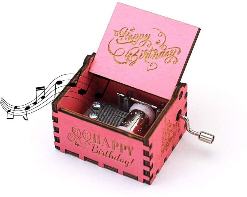 Gifters garden Giftersgarden wooden music box happy birthday instrument- Pink (PINK)  (Black)