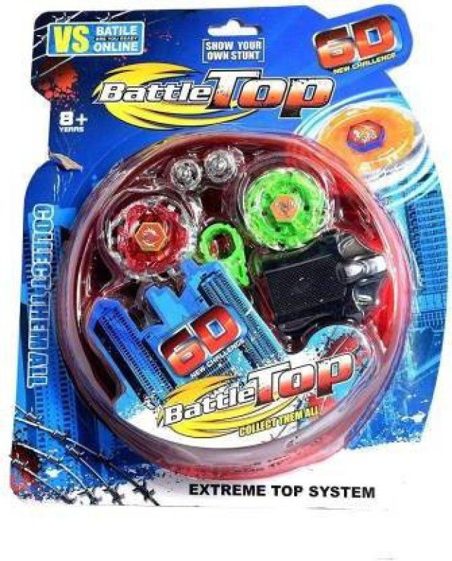 jmv high Speed Battle top Toys for Kids. | 6d System Set with Stadium and 2 pcs of Metal Spinner and 2 launchers  (Multicolor)