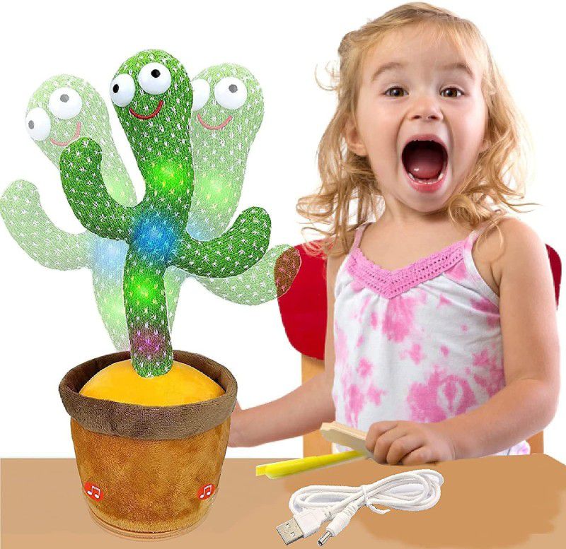 SNM97 Dancing Cactus USB Chargeable Baby Singing Recording Repeat What You Say  (Green)
