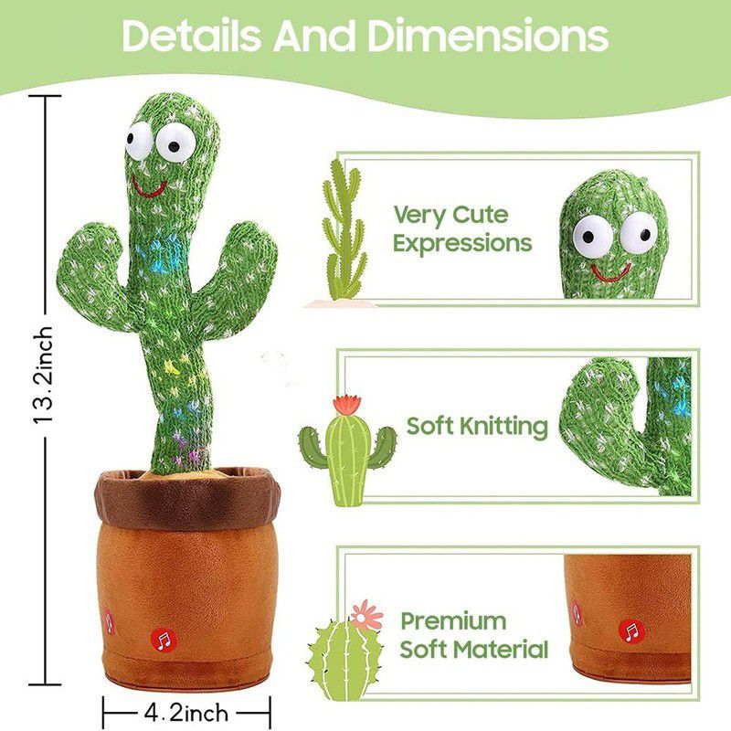 SNM97 Cactus Toy Talking Cactus Plant Plush Toy Dancing Cactus 017  (Green)