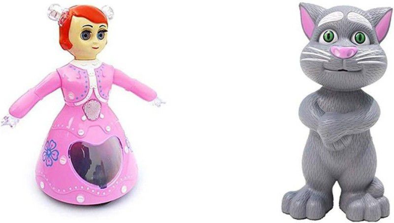 TinyTales Imported Combo Pack Of Intelligent Talking Tom Cat And 3D Light Music Dancing Princess   (Multicolor)