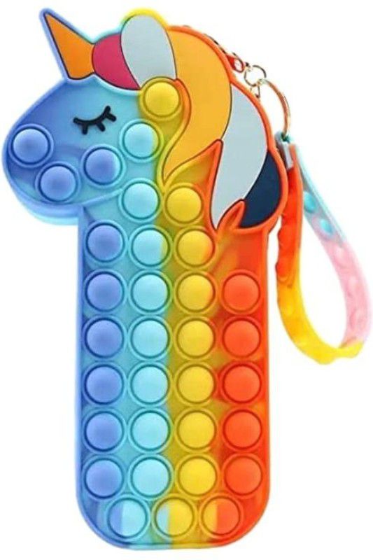 AMP Creations Unicorn Shaped Pop it Pouch Cum Key Chain Fidget Toy for Girls  (Multicolor)