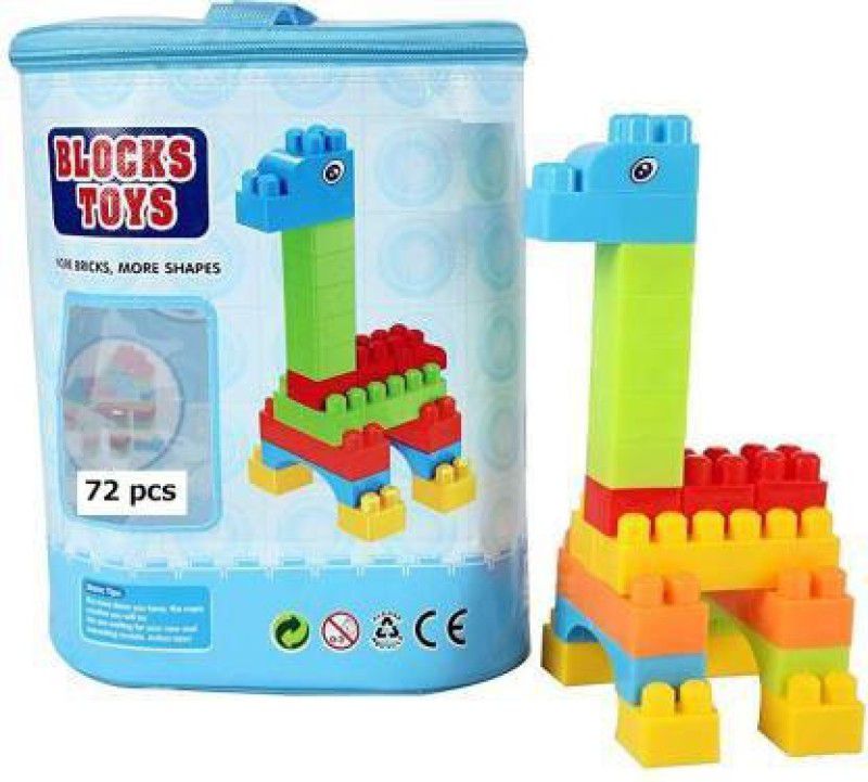 Rihishtoys Building Blocks for Kids, 72 Pcs Bag Packing, Construction Block, Assemble Blocks Best Gift Toy Block Game for Kids/Boys/Children  (Multicolor)